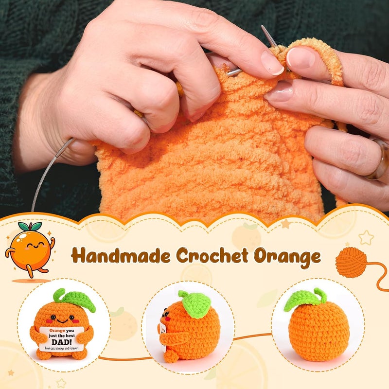FEFAMM Christmas Birthday Gifts for Dad from Daughter Son - Mini Handmade Crochet Orange Birthday Gifts for Best Dad Stepdad and Father in Law Husband Unique Stocking Stuffer for Men With Love & Gratitude - Image 4